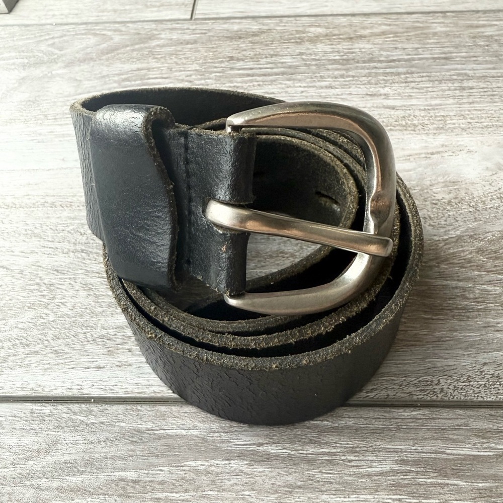 Vintage Black Premium Leather Belt Made in Canada